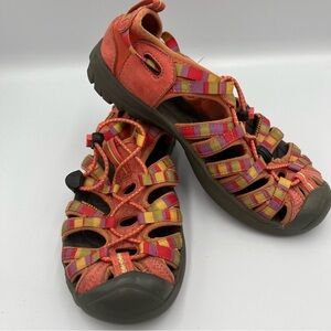 KEEN Whisper Coral Multi-Color Waterproof Sport Hiking Sandals Youth Girls 4
